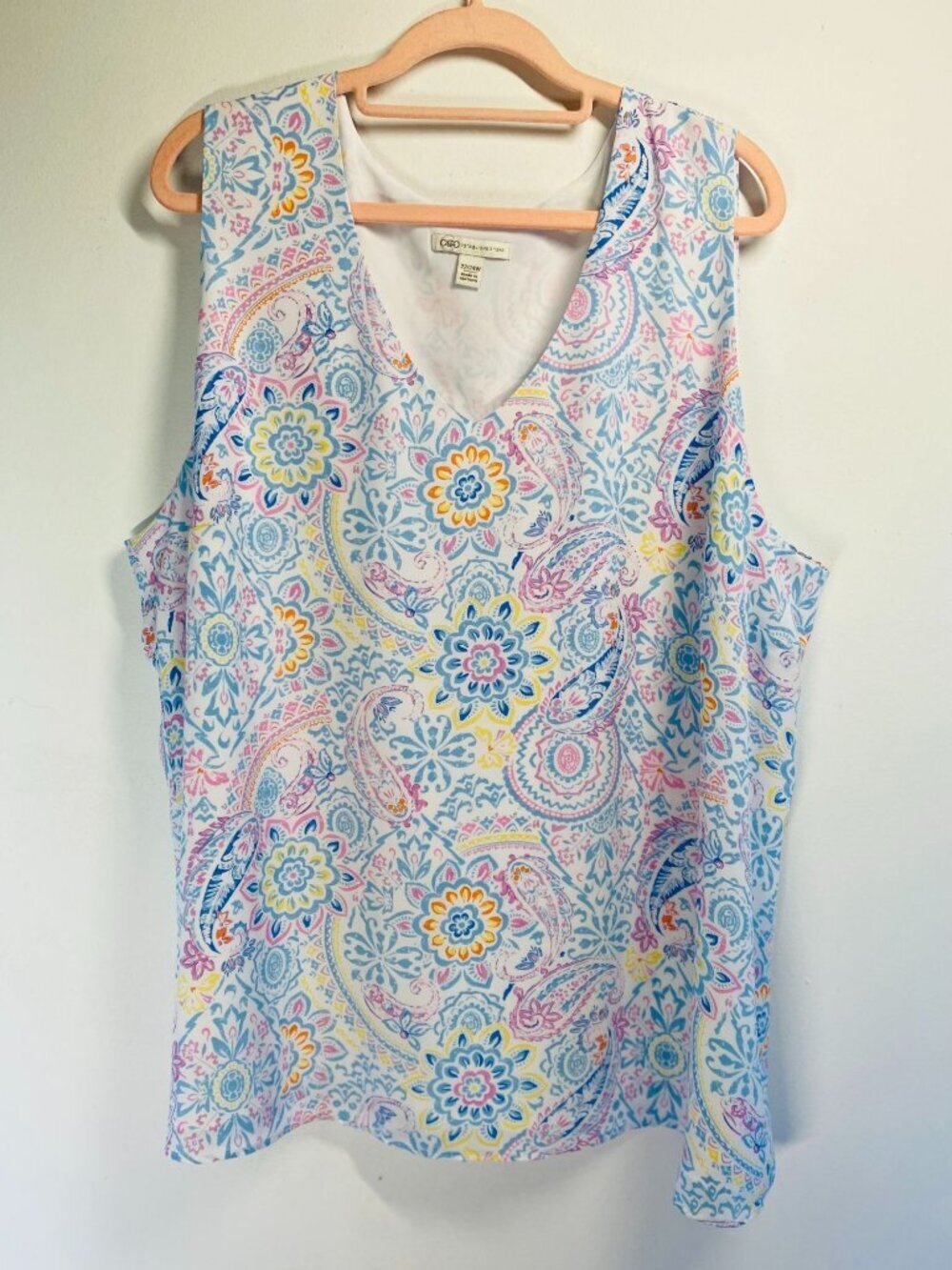 Cato Womens Plus Size Floral Paisley Sleeveless Blouse 22/24W 100% Polyester